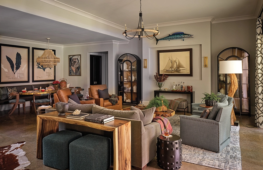 Living room by pool of Matthews home