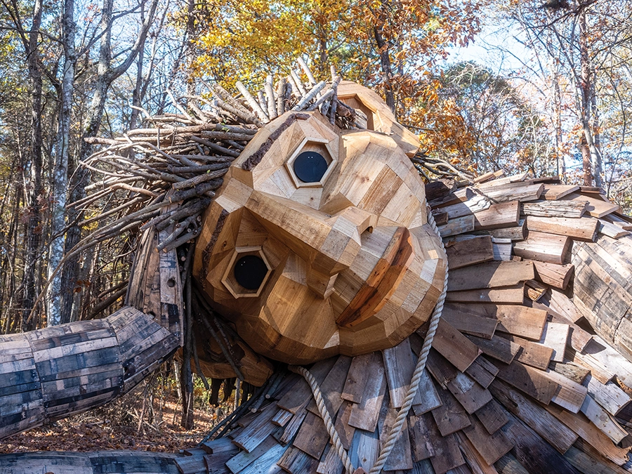 Pete with the Big Feet is a 65-foot-long sculpture in the River District