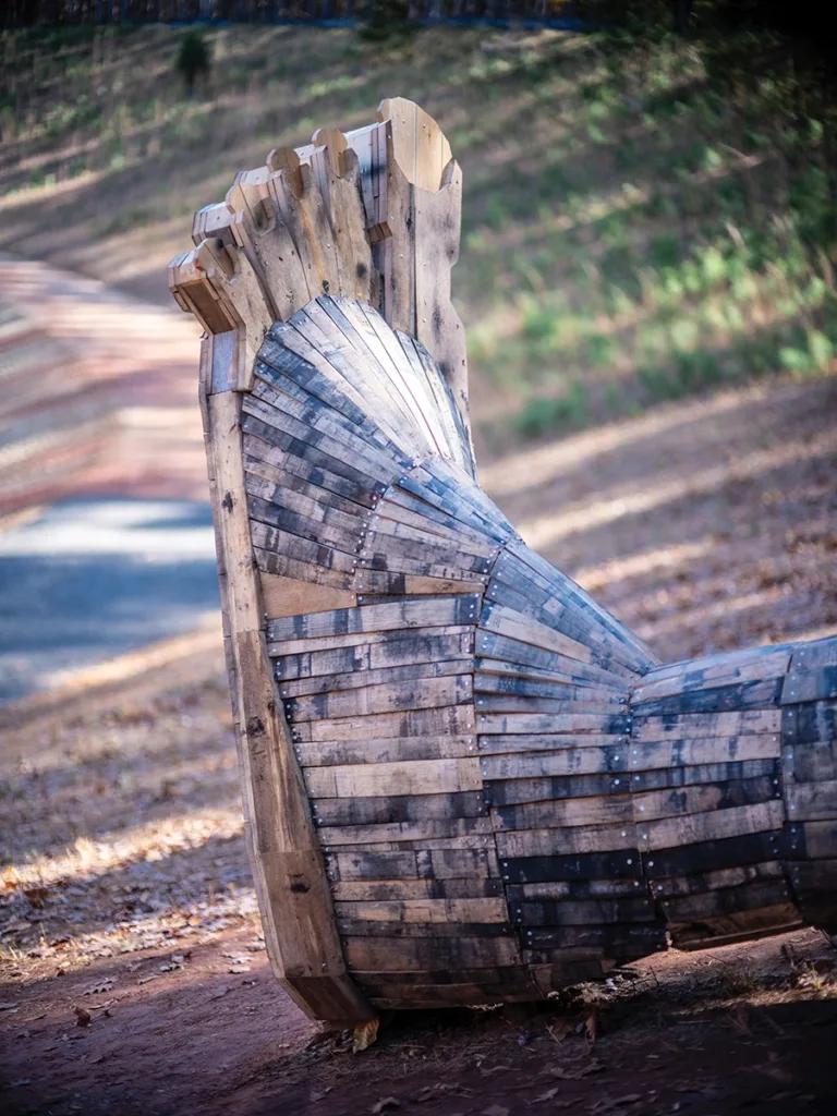 The sculpture’s foot is 10 feet tall