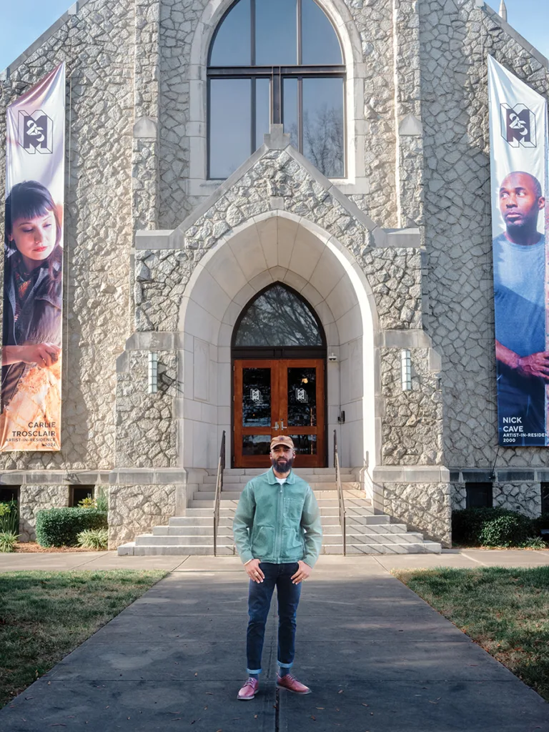 Asa Jackson in front of McColl Center