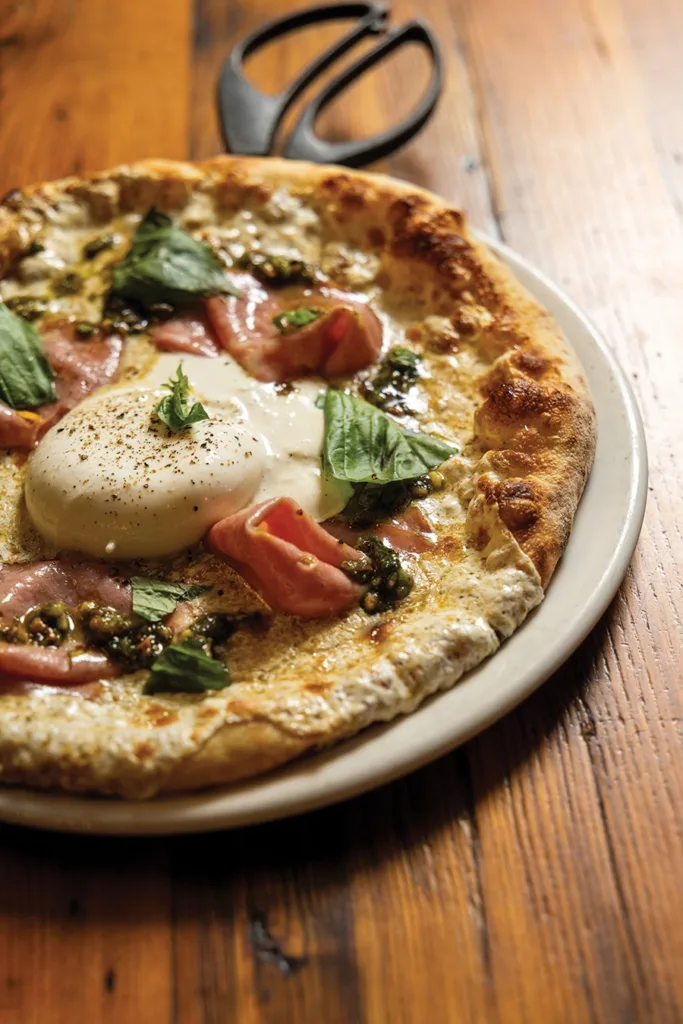 Chef Brittany Cochran's Mortadella pizza at Stagioni