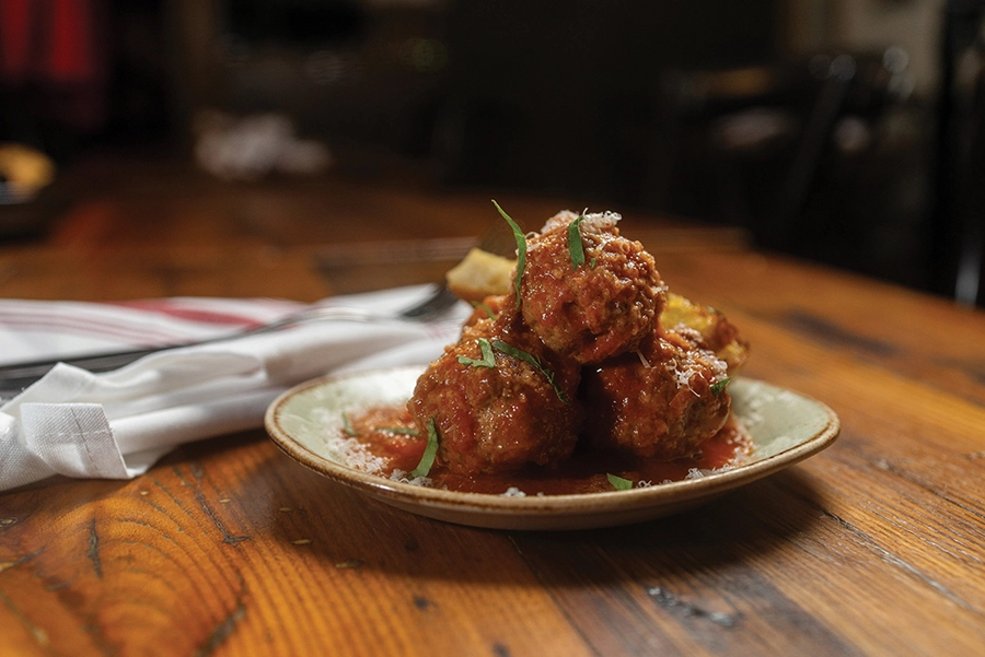 Chef Brittany Cochran's meatball appetizer at Stagioni