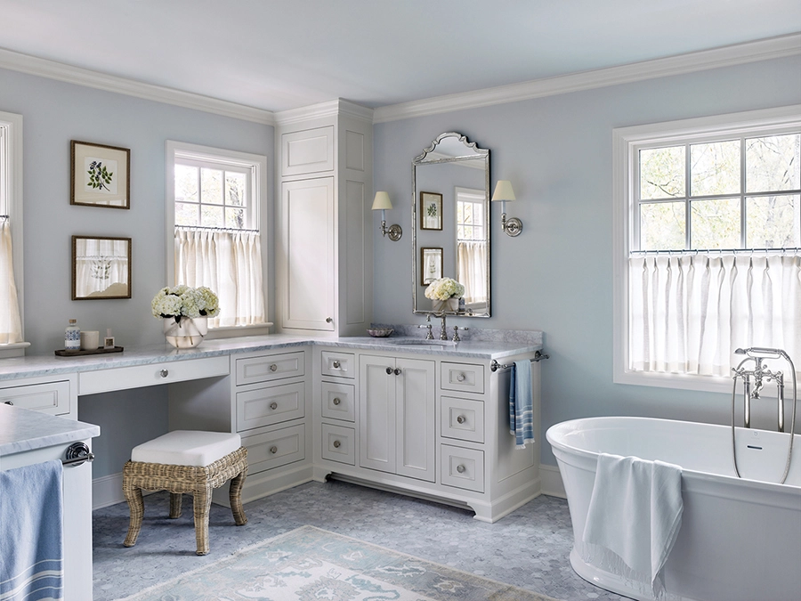 Myers Park home's primary bathroom designed by Nashville designer Becky Nielsen