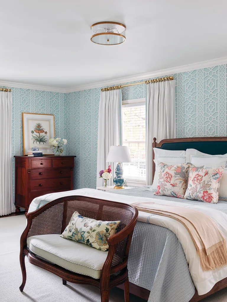 Myers Park home's primary bedroom designed by Nashville designer Becky Nielsen